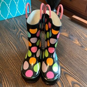 Polka dotted rain boots